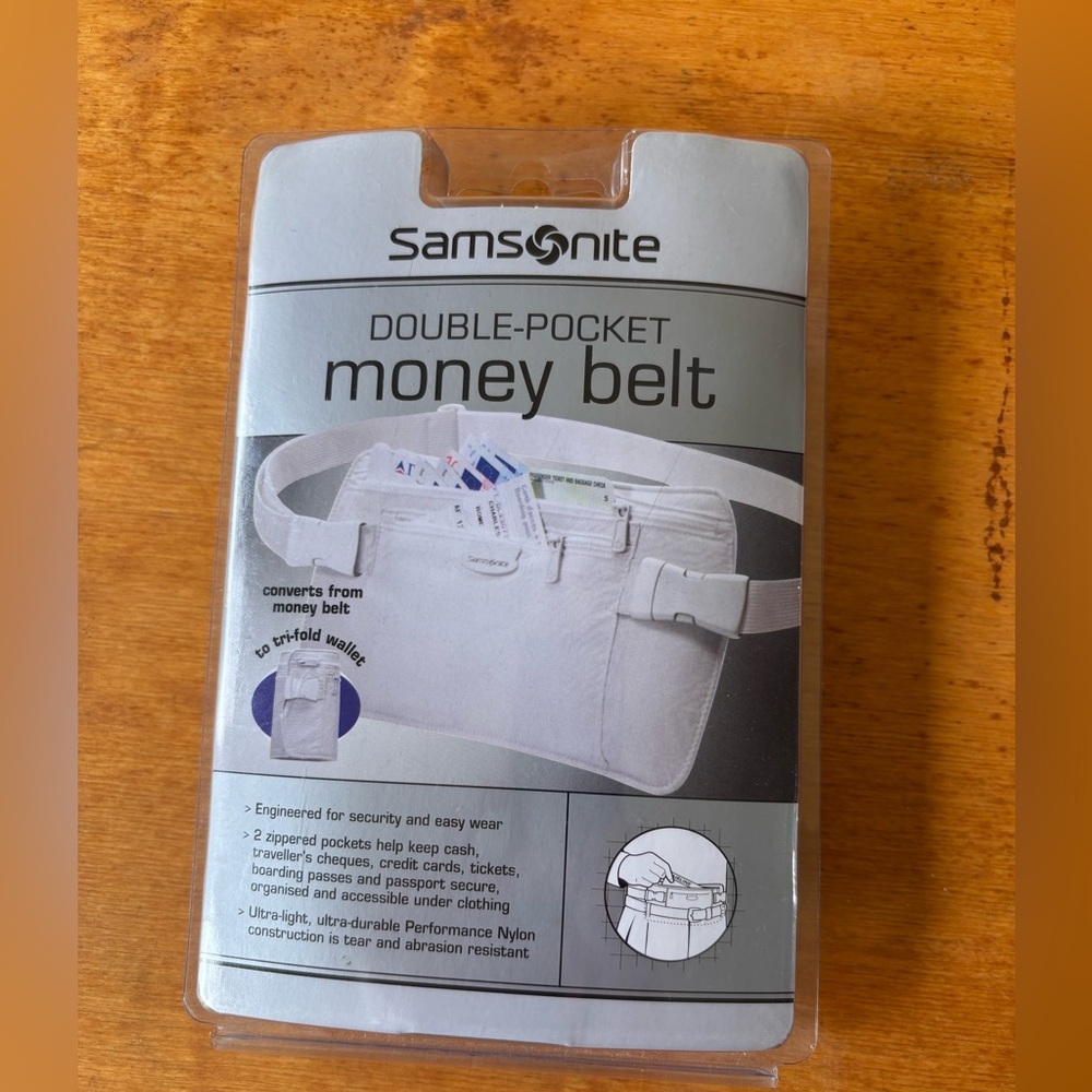Samsonite NWT NIB double pocket money belt travel safe